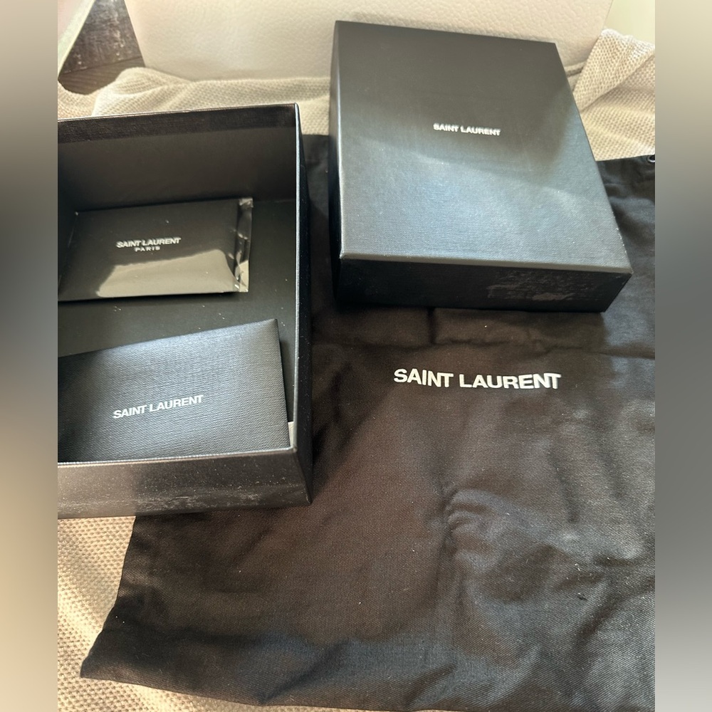 Auth YSL Cassandre Matelasse Card Case Grain De Poudre Embossed Leather in box - Picture 12 of 13